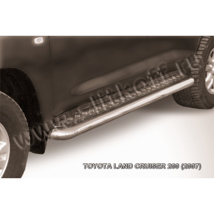 Пороги с площадкой алюминиевый лист 57 мм для Toyota Land Cruiser 200 2007-2011