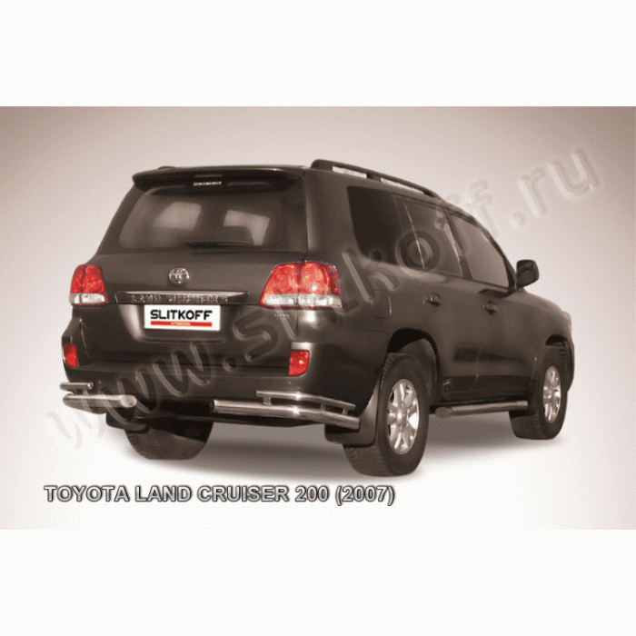 Защита задняя двойные уголки 76-42 мм Black Edition для Toyota Land Cruiser 200 2007-2011