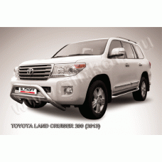 Кенгурятник низкий широкий 76 мм с перемычкой Black Edition для Toyota Land Cruiser 200 2012-2015