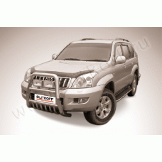 Кенгурятник высокий 76 мм с защитой картера Black Edition для Toyota Land Cruiser Prado 120 2002-2009