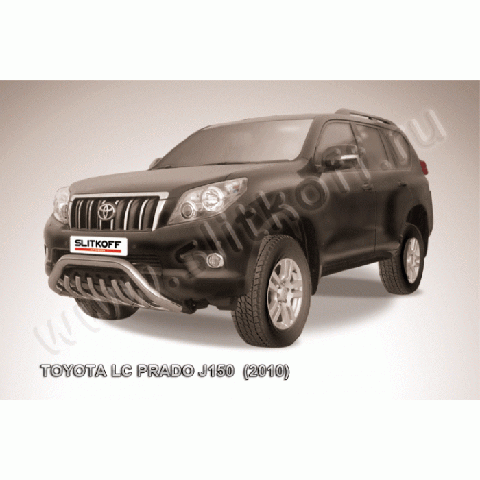 Кенгурятник низкий 76 мм мини с защитой картера Black Edition для Toyota Land Cruiser Prado 150 2009-2013