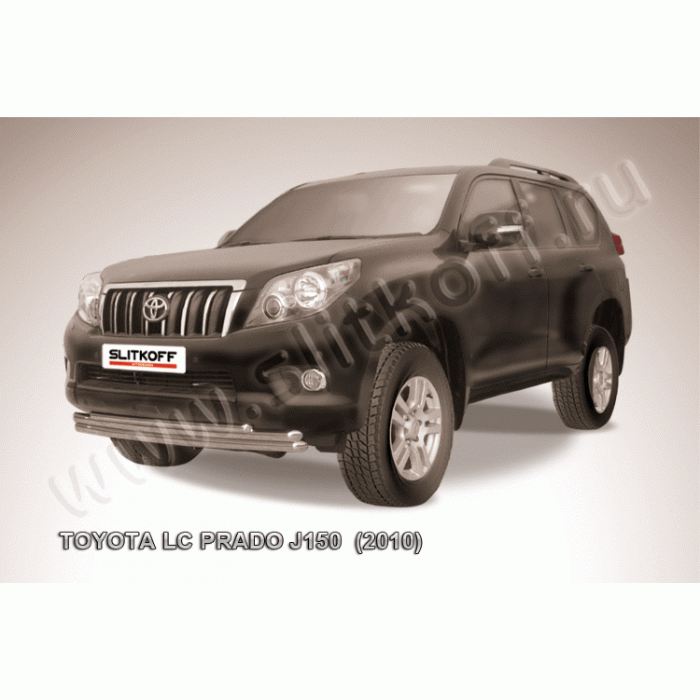 Защита передняя тройная 57-57-42 мм радиусная Black Edition для Toyota Land Cruiser Prado 150 2009-2013