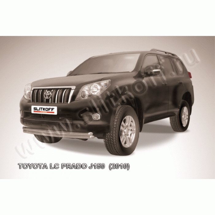 Защита передняя двойная 57-57 мм радиусная Black Edition для Toyota Land Cruiser Prado 150 2009-2013