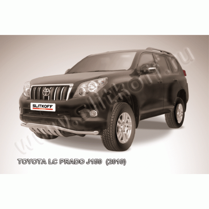 Защита переднего бампера волна 57 мм с листовой защитой картера Black Edition для Toyota Land Cruiser Prado 150 2009-2013