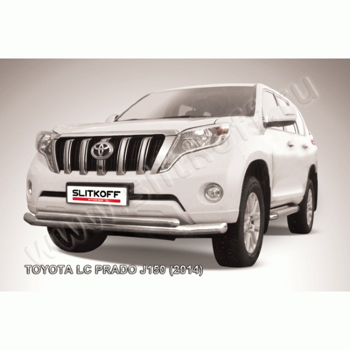 Защита передняя двойная 76-57 мм Black Edition для Toyota Land Cruiser Prado 150 2013-2017