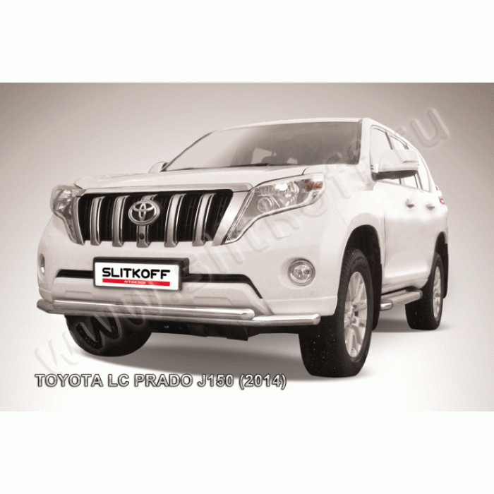 Защита передняя двойная 57-57 мм Black Edition для Toyota Land Cruiser Prado 150 2013-2017