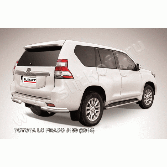 Защита задняя двойные уголки 76-42 мм Black Edition для Toyota Land Cruiser Prado 150 2013-2017