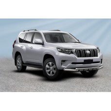 Защита передняя двойная 76-57 мм с профильной ЗК Black Edition для Toyota Land Cruiser Prado 150 2017-2020