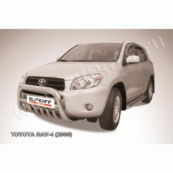 Кенгурятник низкий 76 мм c защитой картера Black Edition для Toyota RAV4 2006-2009