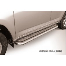 Пороги с площадкой алюминиевый лист 57 мм для Toyota RAV4 2009-2010