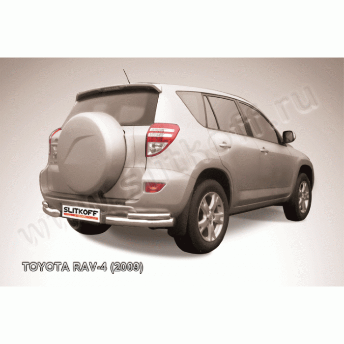 Защита задняя двойные уголки 76-42 мм Black Edition для Toyota RAV4 2009-2010