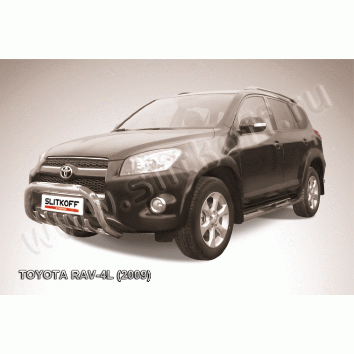 Кенгурятник низкий 76 мм с защитой картера Black Edition для Toyota RAV4 2006-2009