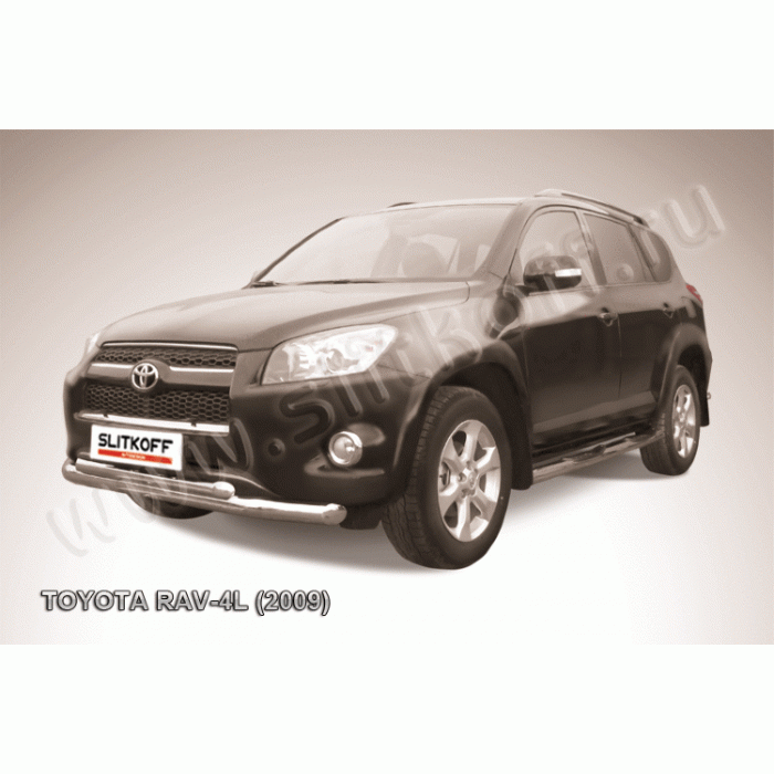 Защита заднего бампера двойная 76-57 мм Black Edition для Toyota RAV4 2006-2009