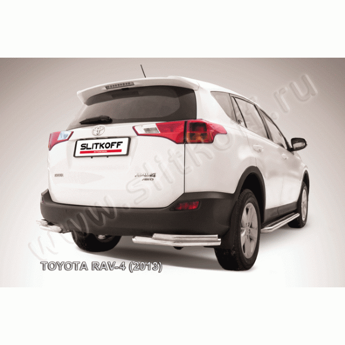 Защита задняя двойные уголки 57-42 мм Black Edition для Toyota RAV4 2013-2015