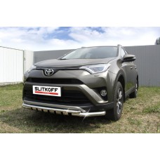 Защита передняя двойная 57-42 мм Black Edition с декором Black Edition для Toyota RAV4 2015-2019