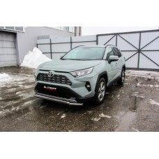 Защита переднего бампера 57-42 мм Black Edition для Toyota RAV4 2019-2024