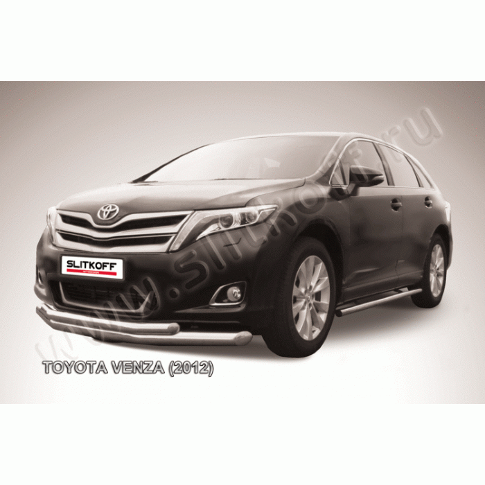 Защита передняя двойная 76-57 мм Black Edition для Toyota Venza 2012-2017