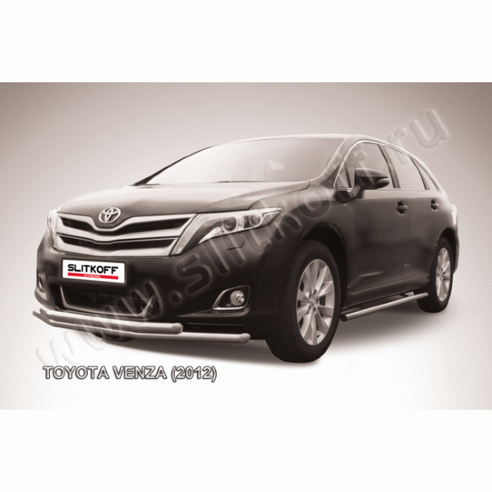 Защита передняя двойная 57-57 мм Black Edition для Toyota Venza 2012-2017