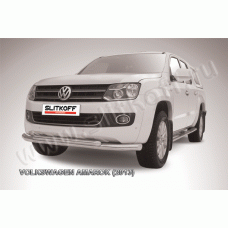 Защита передняя двойная 76-57 мм Black Edition для Volkswagen Amarok 2010-2016