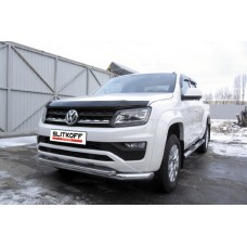 Защита передняя двойная 76-57 мм Black Edition для Volkswagen Amarok 2016-2024