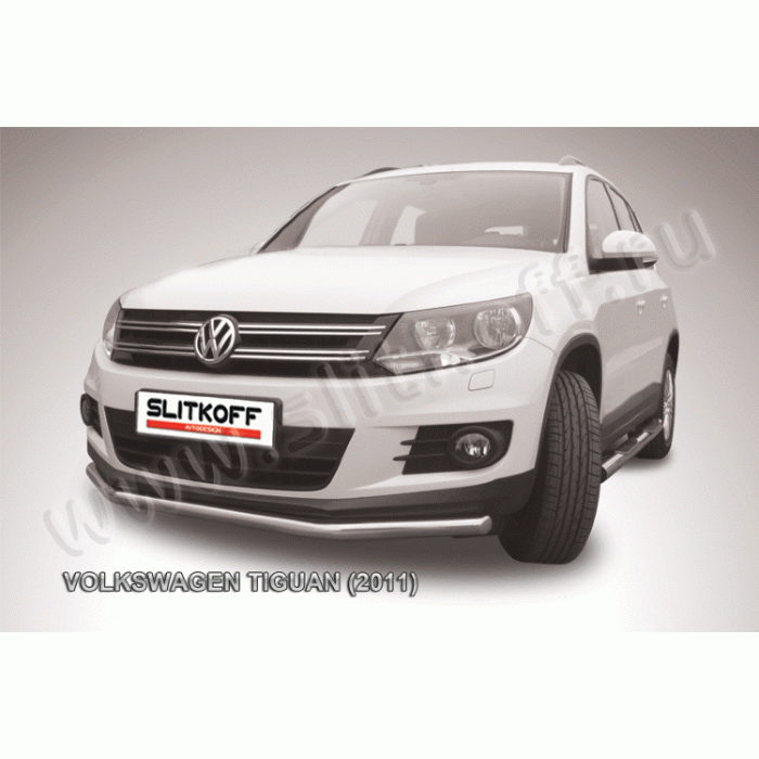 Защита переднего бампера 57 мм Black Edition для Volkswagen Tiguan 2011-2016