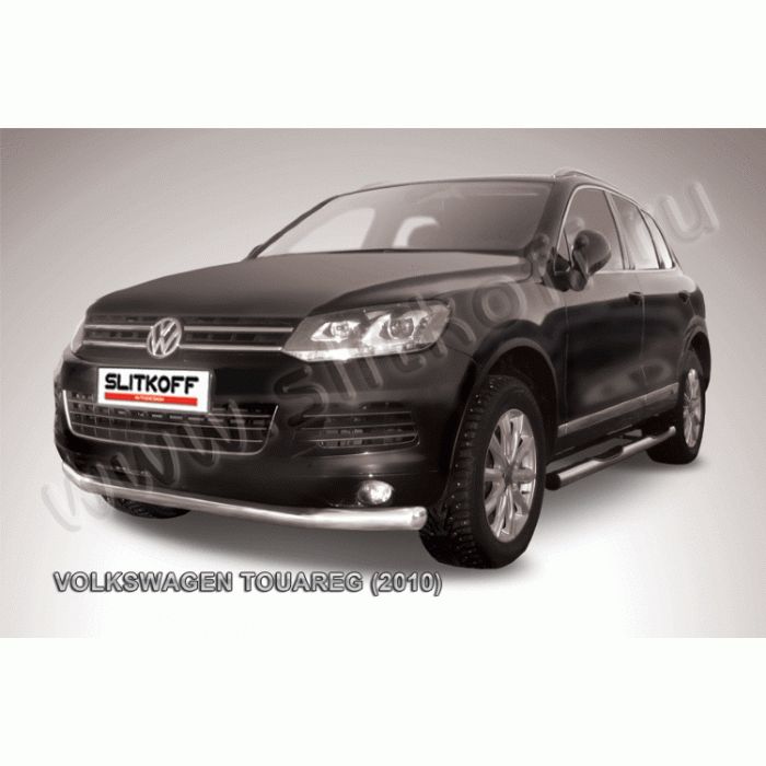 Защита переднего бампера 76 мм Black Edition для Volkswagen Touareg 2010-2014