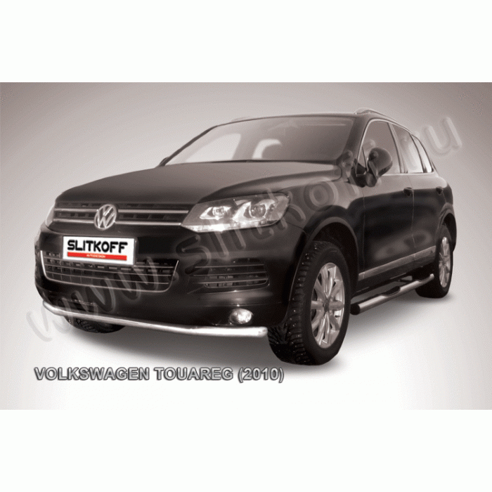 Защита переднего бампера 57 мм Black Edition для Volkswagen Touareg 2010-2014