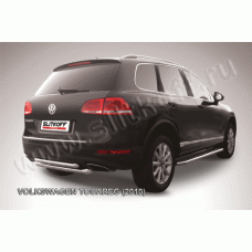 Защита заднего бампера двойная 76-57 мм Black Edition для Volkswagen Touareg 2010-2014