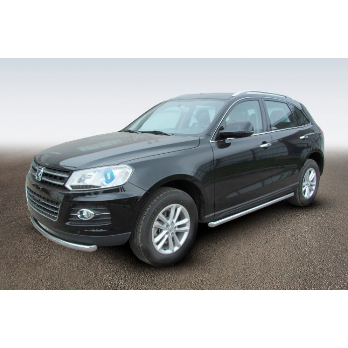 Пороги труба 57 мм Black Edition для Zotye T600 2013-2021