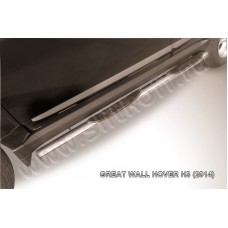 Пороги труба с накладками 76 мм для Great Wall Hover H3 New 2014-2015