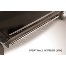 Пороги труба 57 мм серебристая для Great Wall Hover H3 New 2014-2015