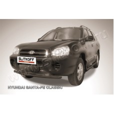 Защита переднего бампера 57 мм чёрная для Hyundai Santa Fe Сlassic 2000-2012