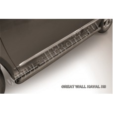 Пороги труба 57 мм со скосами 45 градусов завальцованные чёрная для Haval H6 2014-2020