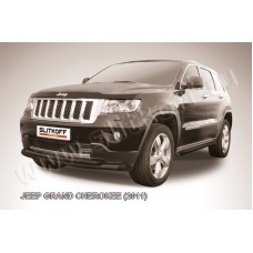 Защита передняя двойная 76-57 мм радиусная чёрная для Jeep Grand Cherokee 2010-2017