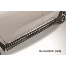 Пороги труба с накладками 76 мм чёрная для Kia Sorento 2015-2020