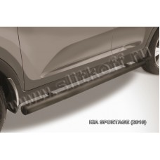 Пороги труба 76 мм чёрная для Kia Sportage 2010-2015