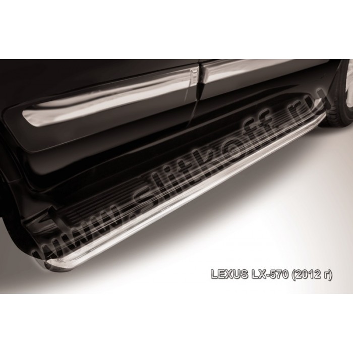 Защита штатных порогов 57 мм серебристая для Lexus LX-570 2012-2023 артикул LLX57012007S