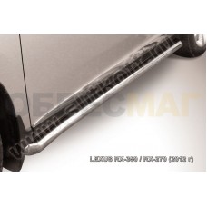 Пороги труба 76 мм с гибами серебристая для Lexus RX-270/350/450 2012-2015