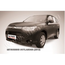 Защита переднего бампера 57 мм волна чёрная для Mitsubishi Outlander 2012-2014