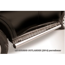 Пороги труба 76 мм серебристая для Mitsubishi Outlander 2014-2015