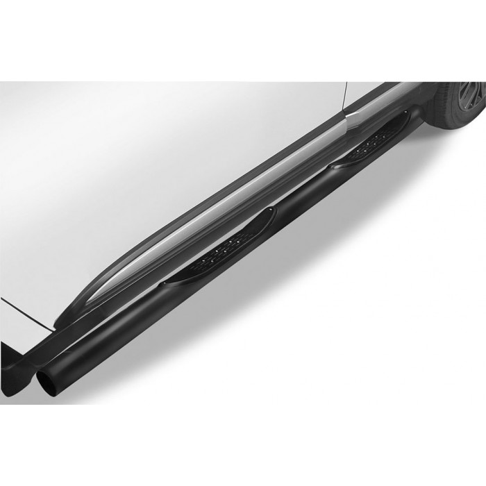 Пороги труба с накладками 76 мм чёрная для Mitsubishi Outlander 2015-2018 артикул MOUT15005B