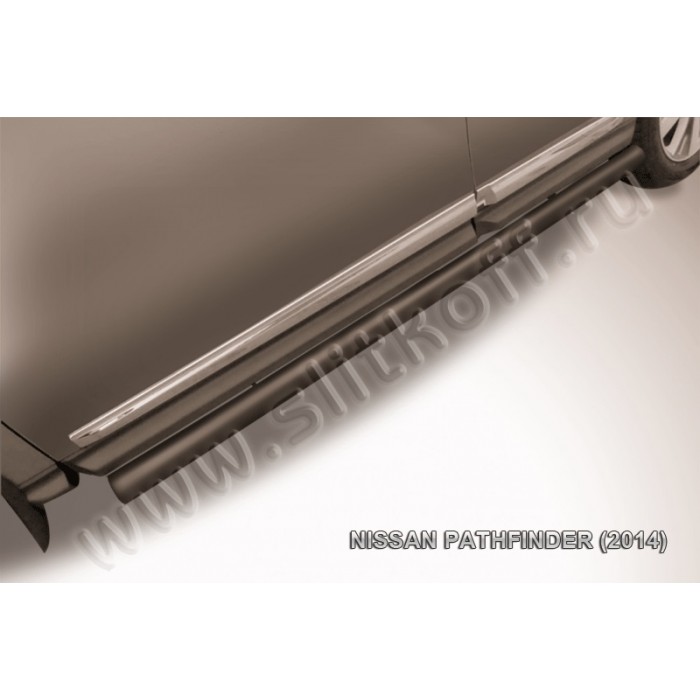 Пороги труба 76 мм чёрная для Nissan Pathfinder 2014-2020 артикул NIP14009B
