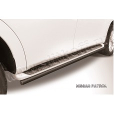 Защита штатных порогов 57 мм чёрная для Nissan Patrol 2010-2023