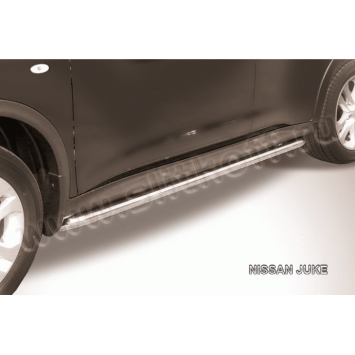 Пороги труба 42 мм с гибами серебристая для Nissan Juke 2WD 2010-2018 артикул NJ2WD008S