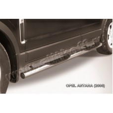 Пороги труба с накладками 76 мм серебристая для Opel Antara 2006-2018