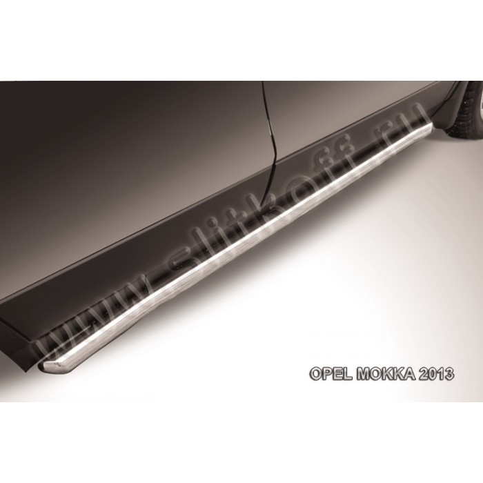 Пороги труба 57 мм с гибами для Opel Mokka 2012-2019 артикул OPMOK13008