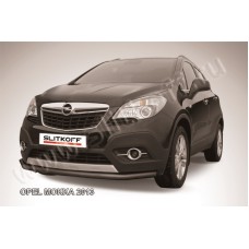 Защита переднего бампера 57 мм длинная чёрная для Opel Mokka 2012-2022