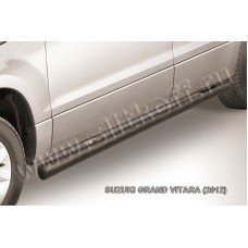 Пороги труба 57 мм чёрная для Suzuki Grand Vitara 2012-2015