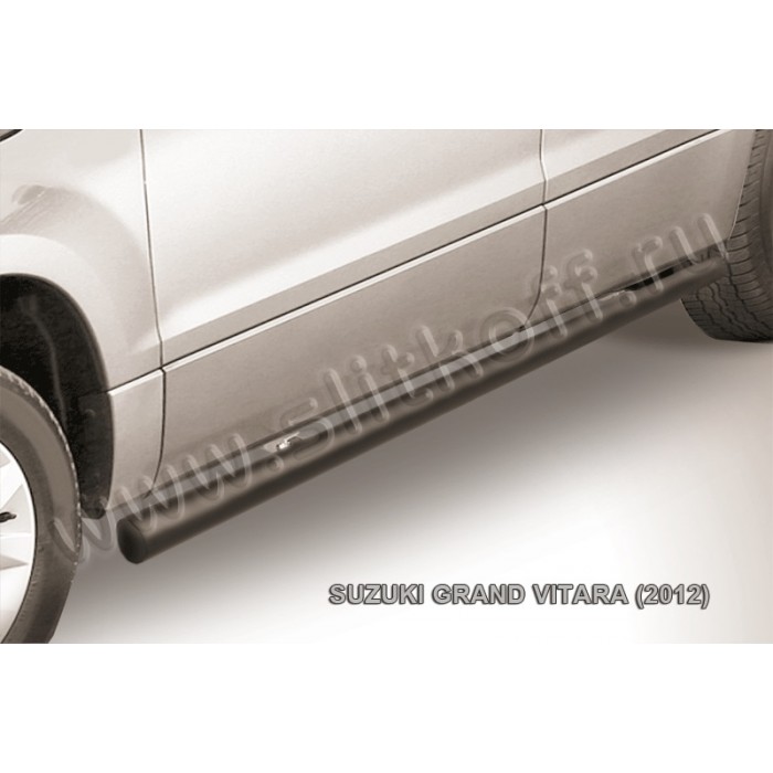 Пороги труба 57 мм чёрная для Suzuki Grand Vitara 2012-2015 артикул SGV12006B