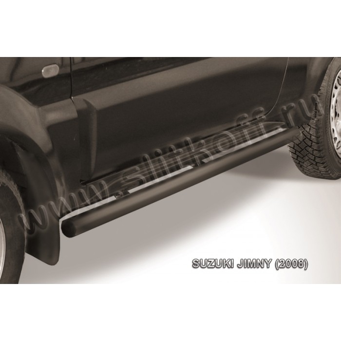 Пороги труба 57 мм чёрная для Suzuki Jimny 19988-2018 артикул SJ008B